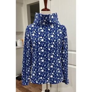 Dudley Stephens Park Slope Blue White Turtleneck Fleece Sweatshirt Size LG